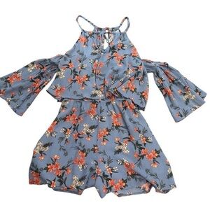 American Eagle Outfitters Blue and Pink Floral Romper